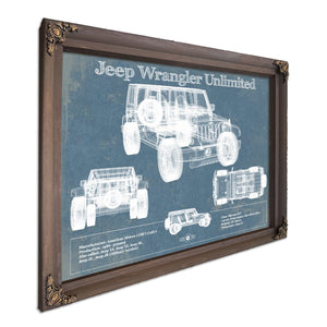 Jeep Wrangler Unlimited Vintage Blueprint Auto Print