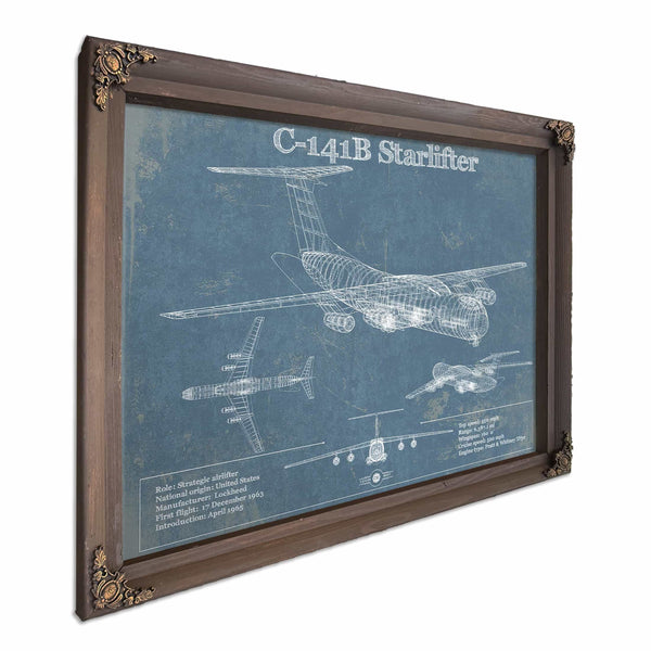 C-141B Starlifter Vintage Aviation Blueprint Military Print