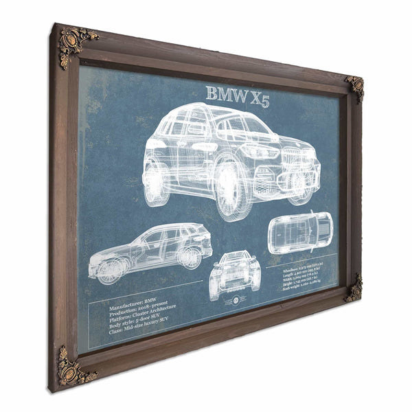 BMW X5 Vintage Blueprint Auto Print