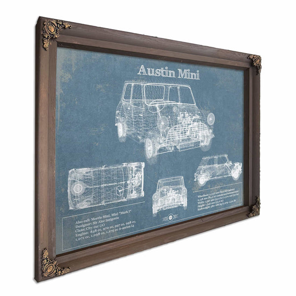 Austin Mini Blueprint Vintage Auto Print