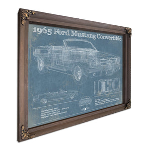 1965 Mustang Convertible Blueprint Vintage Auto Print