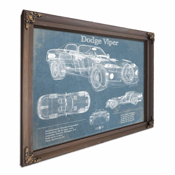 Dodge Viper 1 Vintage Blueprint Auto Print
