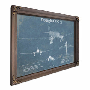 DC-3 Vintage Blueprint Airplane Wall Art