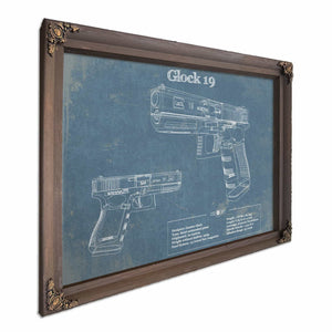 Glock 19 Blueprint Vintage Gun Print
