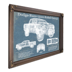 Dodge Ram 1500 Rebel (2015) Vintage Blueprint Auto Print