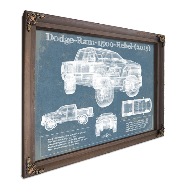Dodge Ram 1500 Rebel (2015) Vintage Blueprint Auto Print
