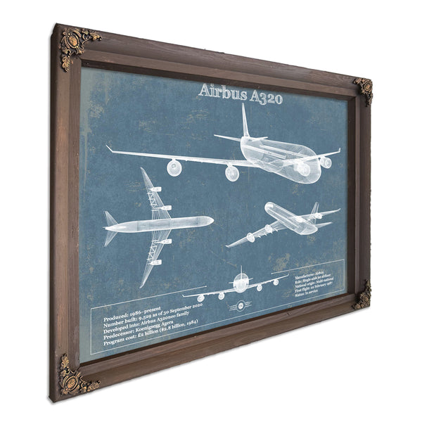 Airbus A320 Vintage Aviation Blueprint Print