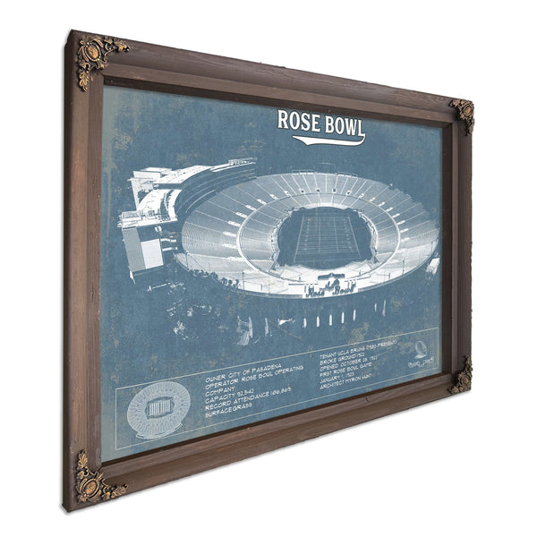 UCLA Bruins Art - Rose Bowl Vintage Stadium Blueprint Art Print