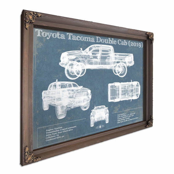 Toyota Tacoma Double Cab (2019) Vintage Blueprint Auto Print