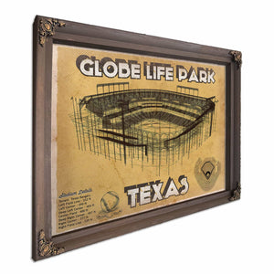 Texas Rangers - Globe Life Park Vintage Stadium Baseball Print