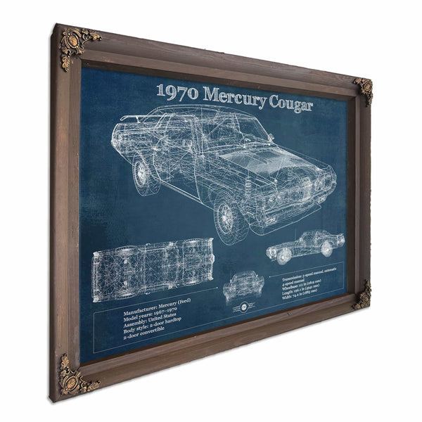 1970 Mercury Cougar Eliminator Blueprint Vintage Auto Print