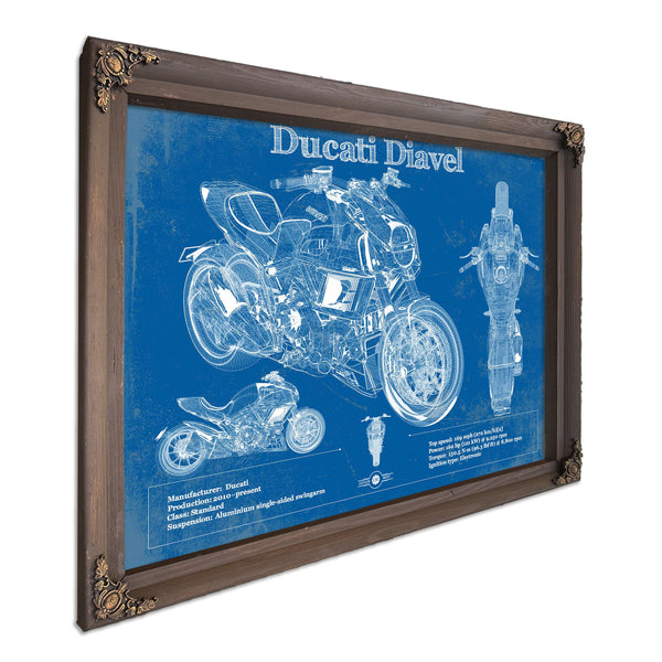 Ducati Diavel Blueprint Motorcycle Patent Print