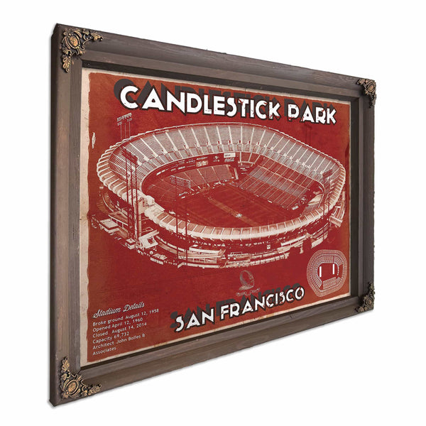 San Francisco 49ers - Vintage Candlestick Park Football Print