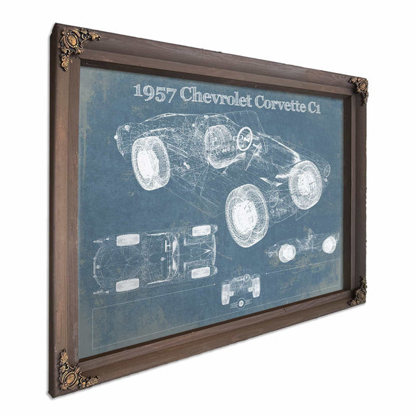 1957 Chevrolet Corvette C1 Vintage Blueprint Auto Print