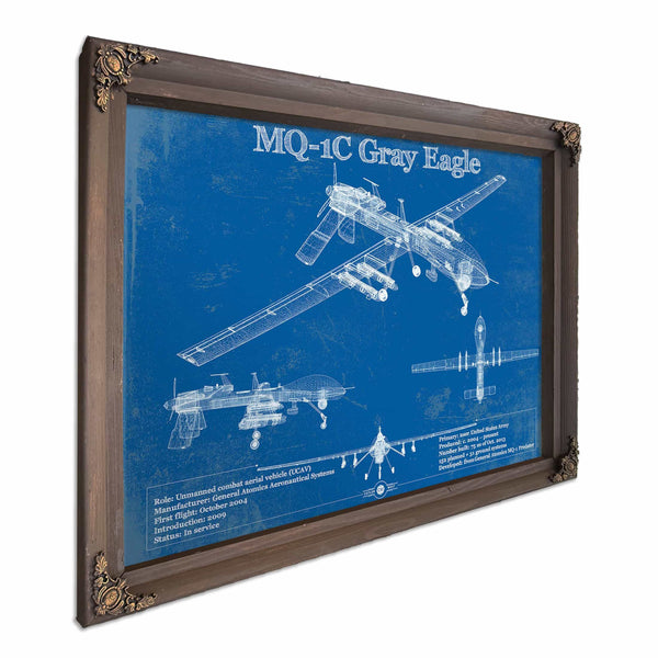 UAV MQ-1C Gray Eagle Vintage Aviation Blueprint Military Print
