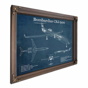 Bombardier CRJ-900 Vintage Aviation Blueprint Print - Custom Pilot Name can be Added