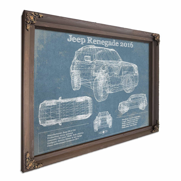 Jeep Renegade 2016 Blueprint Vintage Auto Print