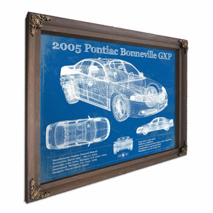 2000 - 2005 Pontiac Bonneville GXP Blueprint Vintage Auto Print