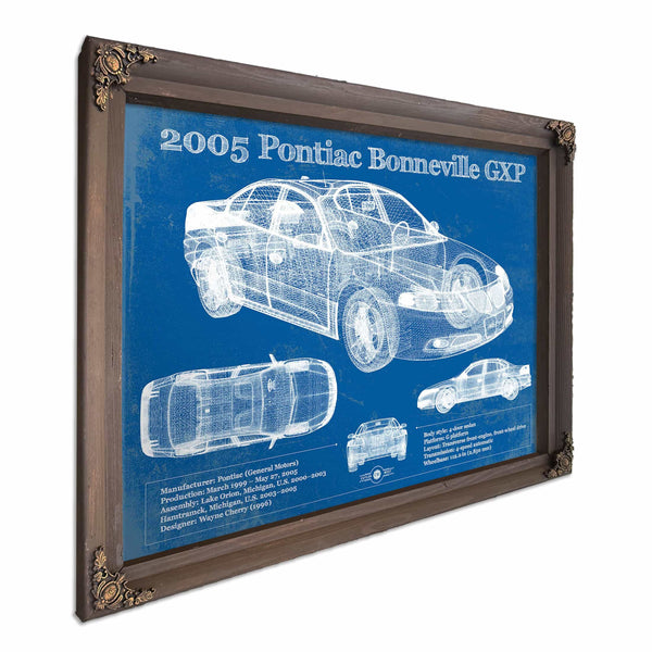 2000 - 2005 Pontiac Bonneville GXP Blueprint Vintage Auto Print