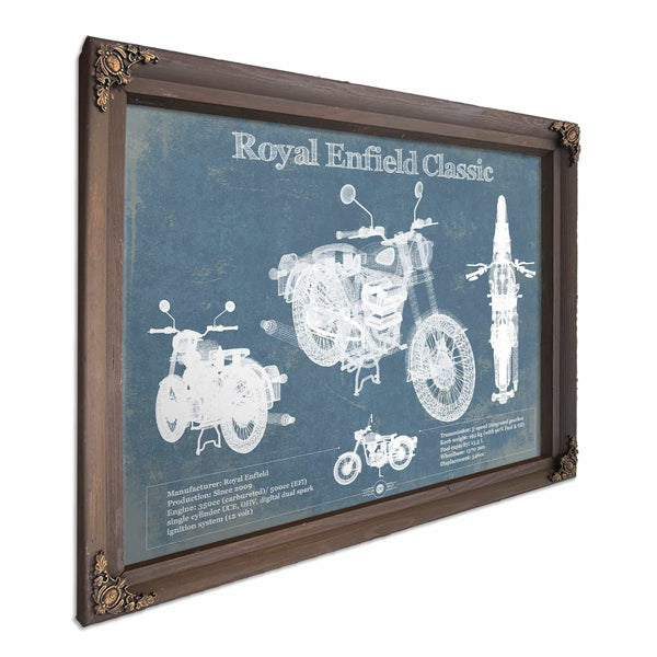 Royal Enfield Classis 350 And 500 Blueprint Motorcycle Patent Print