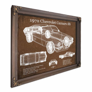1972 Chevrolet Camaro SS Vintage Blueprint Auto Print