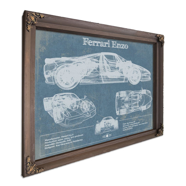 Ferrari Enzo Blueprint Vintage Auto Print