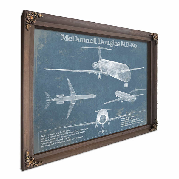 McDonnell Douglas MD-80 Vintage Aviation Blueprint Print