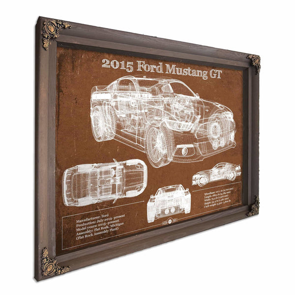 2015 Ford Mustang GT Eleanor Blueprint Vintage Auto Print