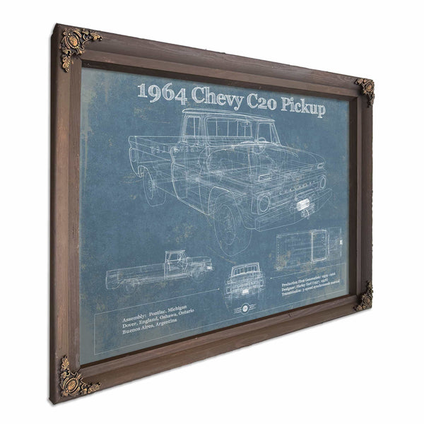 1964 Chevrolet C20 Pickup Vintage Blueprint Auto Print