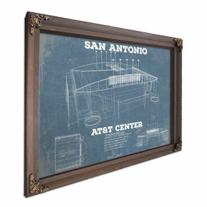 San Antonio Spurs - AT&T Center Vintage Basketball Blueprint NBA Team Color Print