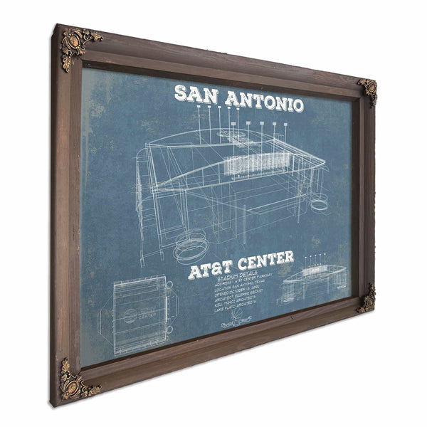 San Antonio Spurs - AT&T Center Vintage Basketball Blueprint NBA Team Color Print