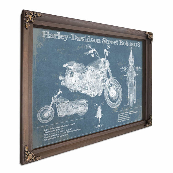 Harley-Davidson Street Bob 2018 Blueprint Motorcycle Patent Print
