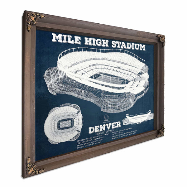 Vintage Denver Broncos Mile High Stadium Football Print