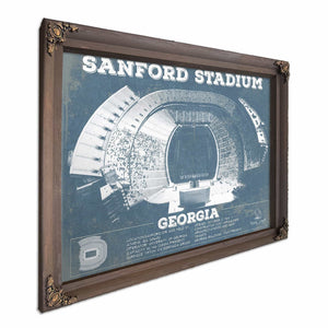 Georgia Bulldogs Football Team Colors - Sanford Stadium Vintage Football Blueprint Art Print
