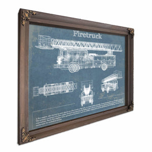 1950 Fire Truck Vintage Blueprint Auto Print