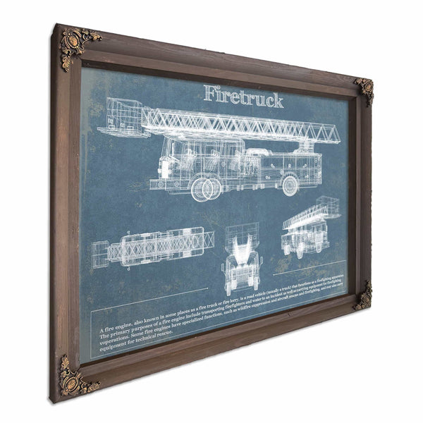 1950 Fire Truck Vintage Blueprint Auto Print