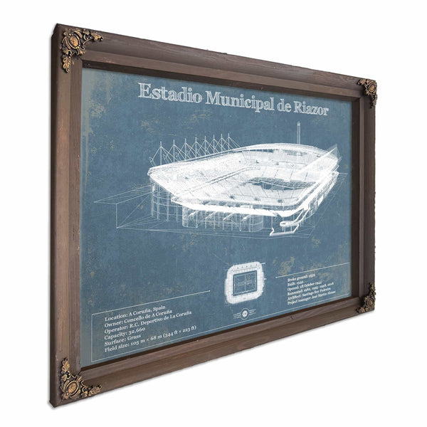 Estadio Municipal De Riazor Stadium Blueprint Vintage Soccer (Football) Print