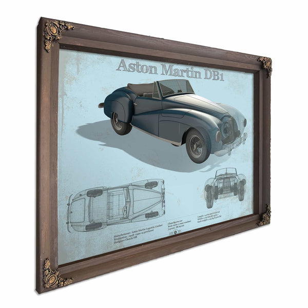 Aston Martin DB1 Blueprint Vintage Auto Print