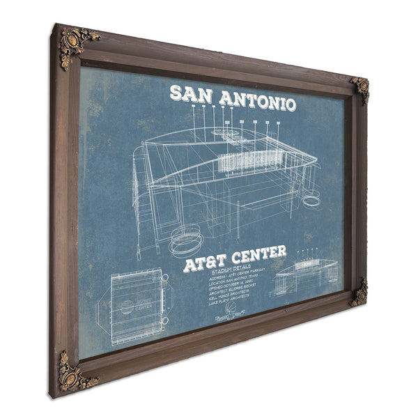 San Antonio Spurs - AT&T Center Vintage Basketball Blueprint NBA