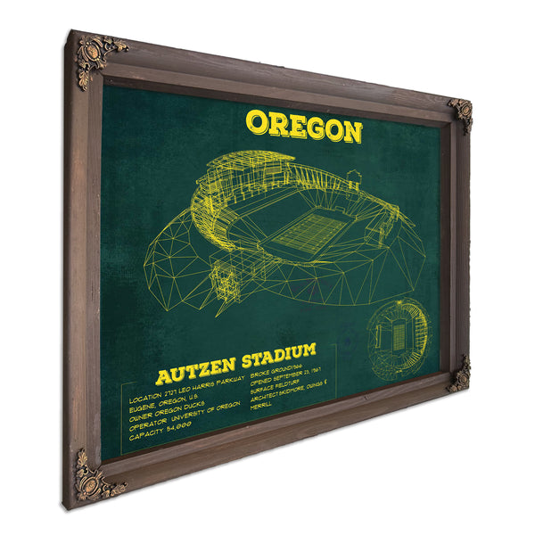 Vintage Autzen Stadium Blueprint - Oregon Ducks Football Print