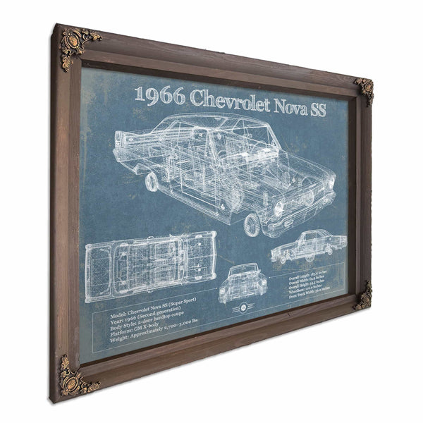 1966 Chevrolet Nova SS Blueprint Vintage Auto Patent Print