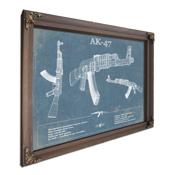AK-47 Blueprint Vintage Gun Print
