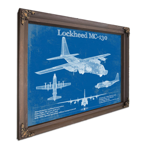 Lockheed MC-130 Vintage Aviation Blueprint Military Print