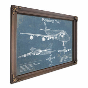 Boeing 747 Vintage Aviation Blueprint Print - Custom Pilot Name Can Be Added
