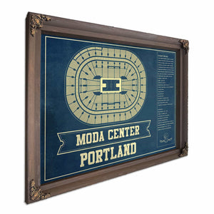 Portland Trail Blazers Moda Center Vintage Basketball Blueprint NBA Print