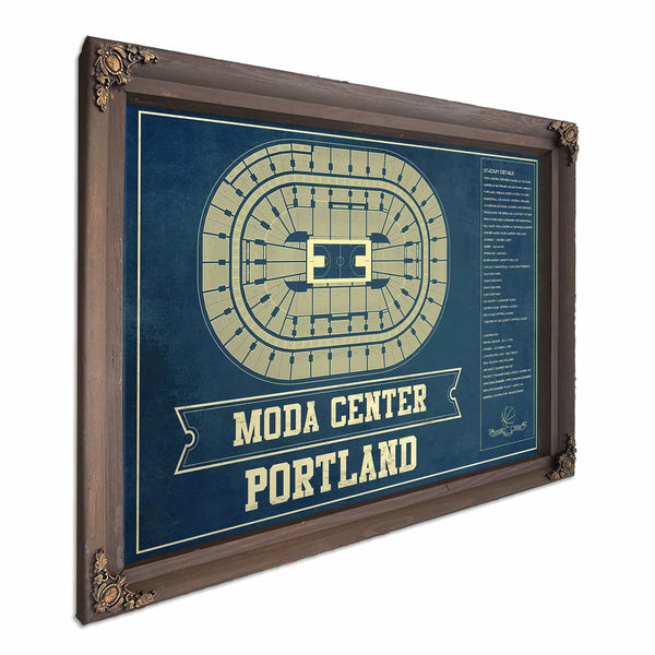 Portland Trail Blazers Moda Center Vintage Basketball Blueprint NBA Print