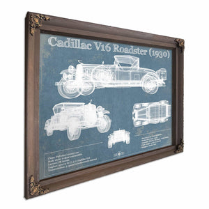 Cadillac V16 Roadster (1930) Vintage Blueprint Auto Print