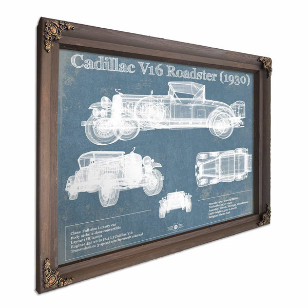 Cadillac V16 Roadster (1930) Vintage Blueprint Auto Print
