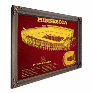 Minnesota Gophers - Vintage TCF Bank Stadium  Blueprint Art Print