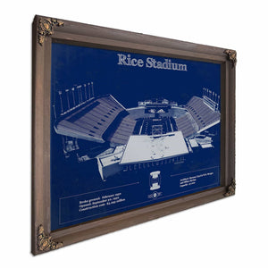 Rice Owls Wall Art - Vintage Rice Stadium Blueprint Art Print